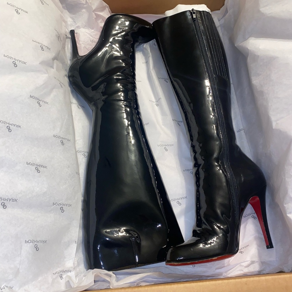 Christian Louboutin Black Patent Leather Boots